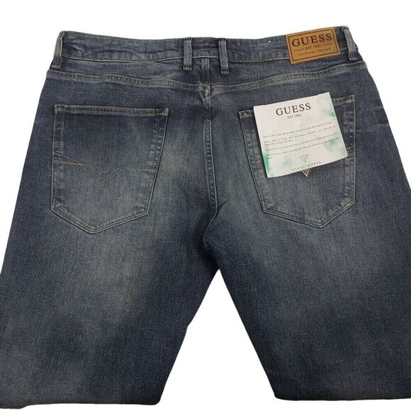 GUESS Men's Jeans Size 36 Eco Angeles Skinny Slim Fit Patch Paint Splatter - Picture 6 of 13